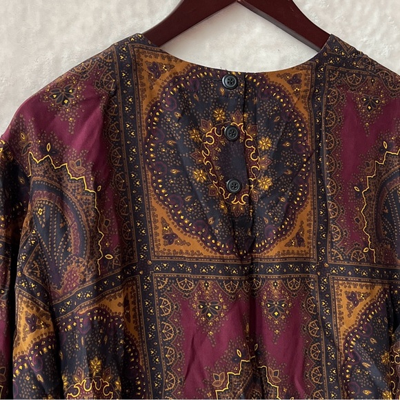 Vintage Size 12 Jones New York Silk Blouse Medallion Paisley Print Long Sleeve - Picture 5 of 8